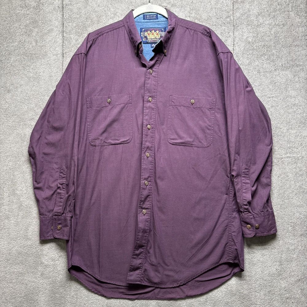 Vtg Ralph Lauren Chaps Shirt Mens 16  Purple Country Western Chore‎